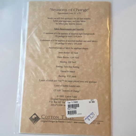 Vtg Cotton Tales CT220 Seasons of Change Quilt Pattern Uncut Sewing Craft - Picture 4 of 5